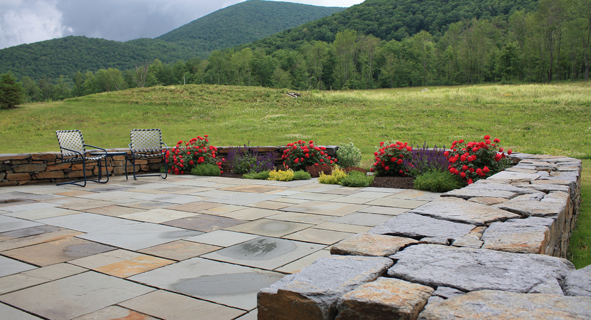 Stone walls, patio & Perennial plantings